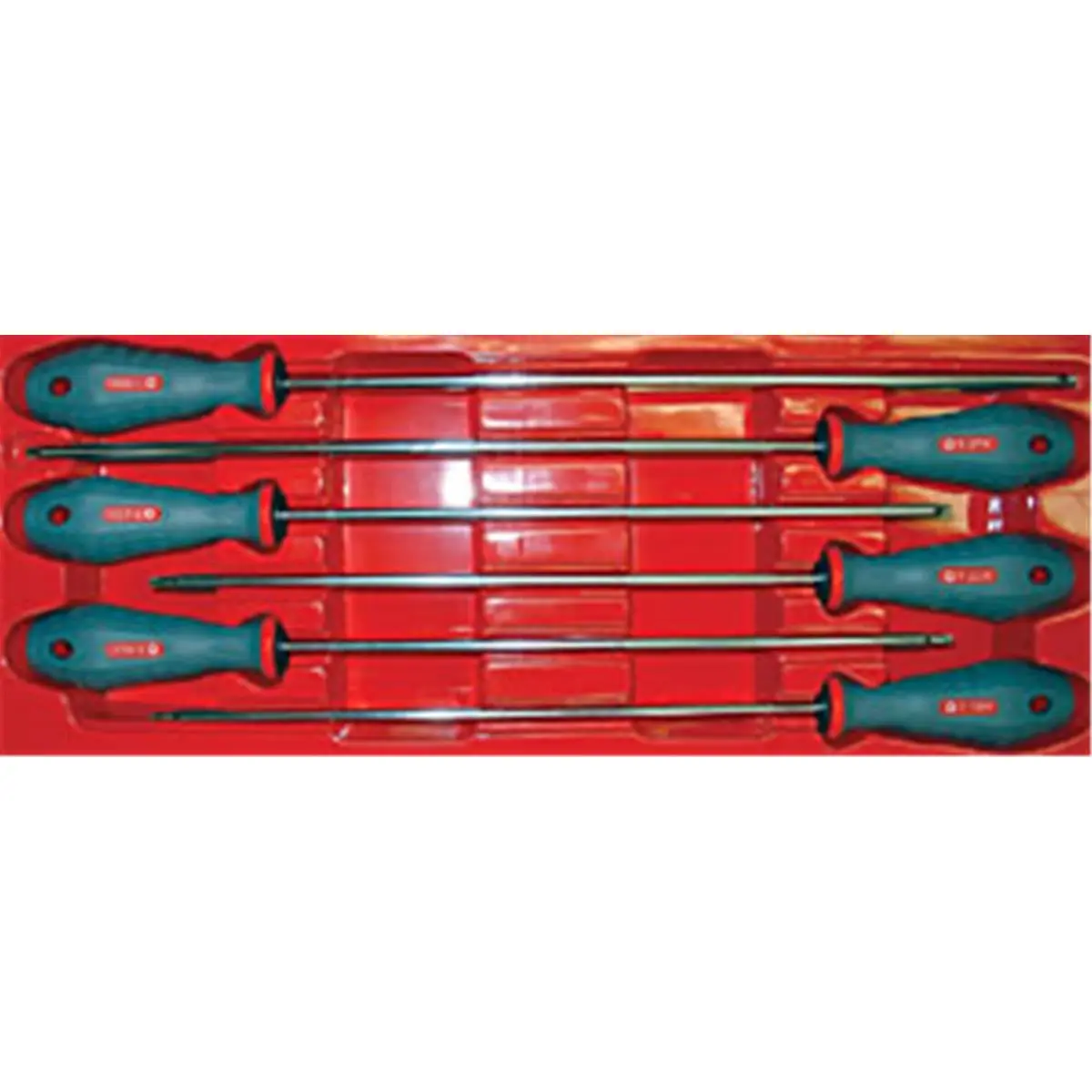 CalVan Tools CAL912 212 MAIN 6-Piece Extra Strength S-2 Steel 16-Inch Long Reach Driver Set, Precision Design, for Torx T-10/T-25 Torx Driving in Hard-to-Reach Areas