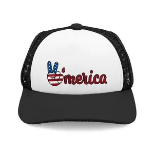 ’Merica paw peace sign Trucker Hat | American flag dog paw peace