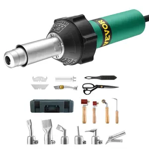 VEVOR Air Plastic Welder, 1600W Air Torch Pistol, 122-1112 PVC TPO Vinyl Heat Gun Welding Torch, Plastic Roofing Welding Kit with 17 Accessories- Toolbox, Nozzle, Roller, Blades for PP/PE/PVC