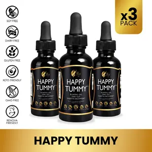 3 Bottles of Coco March N.M.D Happy Tummy Dietary Supplement, Digestive & Gut Health Wellness Supplement for All Ages, 30ml