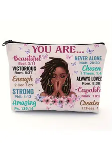 African American Makeup Bag, Handbag Compatible, Cosmetic Pouch, Handheld Cosmetic Pouch, Makeup Storage Organizer, Inspirational Gift, Small Fun Travel Bag or Storage Box