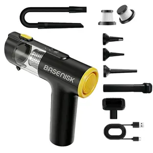 BASENISK Cordless Car Vacuum Cleaner, 4-in-1 Portable Mini Vacuum with 16KPa Powerful Suction & Type-C Charging & Green Light & LED Battery Display, Ultra-Light Handheld Vacuum for Car, Home, Office, Desk & Keyboards Cleaning