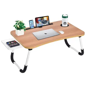 Laptop Bed Desk Table Tray Stand with Cup Holder/Drawer for Bed/Sofa/Couch/Study/Reading/Writing On Low Sitting Floor Large Portable Foldable lap desk bed trays for eating and laptops