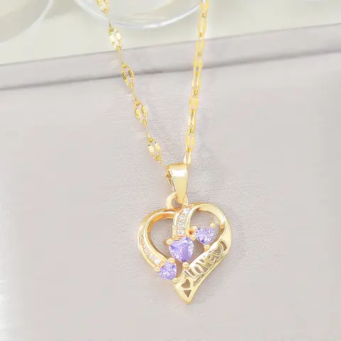 Women's Exquisite Trendy Pendant Necklace - 1 Pcs Gift-Ready Golden Heart Chain, 3D Zirconia Glow Stone Pendant, 10g Statement Costume Jewelry for Daily Wear, Ideal Girlfriend Gift, Sohochic Accessories for Adult Females, Pendant With Zirconia