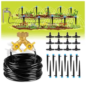 50/100ft Drip Irrigation Kit Plant Watering System 8x5mm Blank Distribution Tubing DIY Automatic Irrigation Equipment Set for Garden Greenhouse Flower Bed Patio Lawn