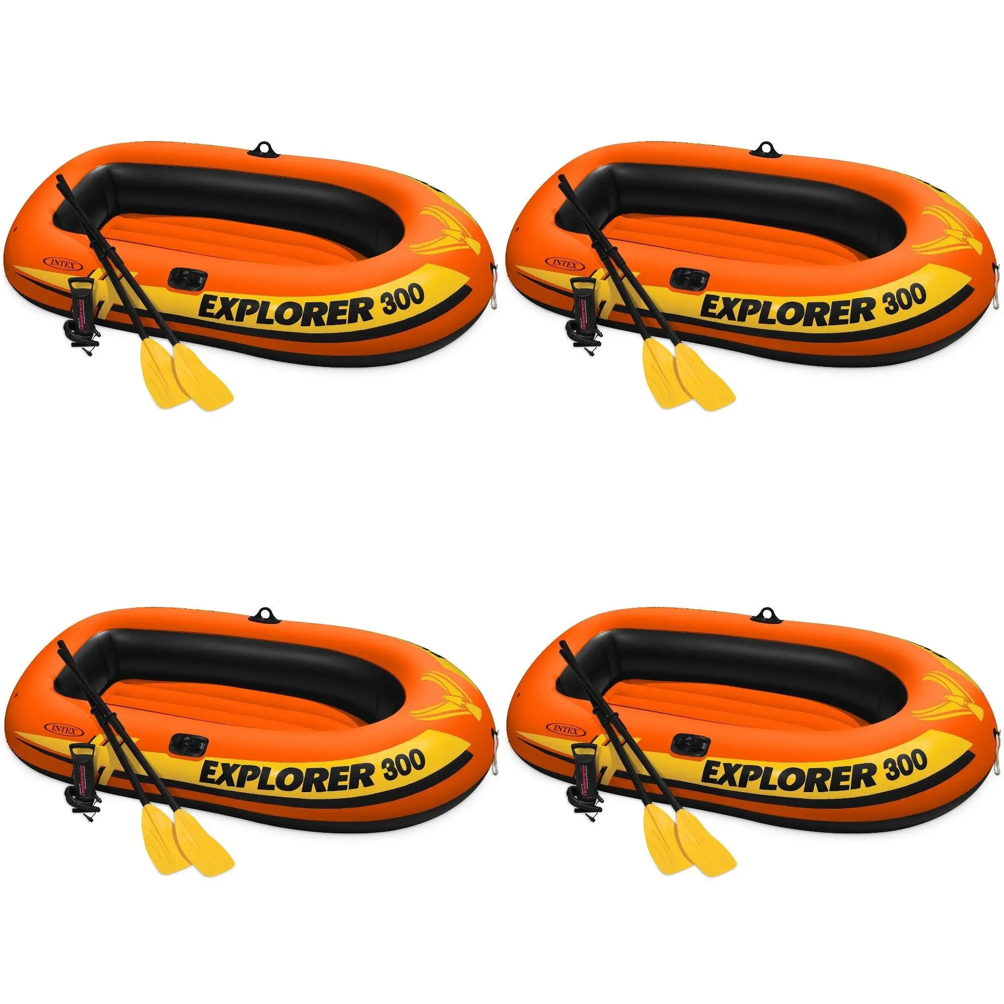 Intex Explorer 300 Compact Inflatable 3 Person Raft Boat w/ Pump & Oars ...