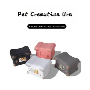Portland Cement Pet Urn, Minimalist Warm Memorial Ashes Box for Dogs Cats, Eternal Resting Place