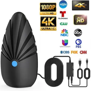 Smart TV indoor TV antenna, local channel TV antenna, supports 4K 1080p, with signal amplifier antenna, TV digital high-definition indoor and outdoor shell shaped antenna