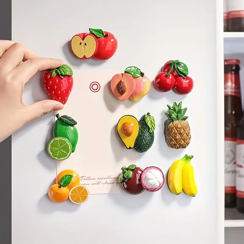 10pcs Cartoon Fruit Refrigerator Stickers, Kawaii Refrigerator Stickers, Whiteboard Stickers, Decorative Refrigerator Stickers, Cute Office Stickers, Kitchen Decorations, Thanksgiving Gifts, Christmas, Halloween, Home Decor Ornaments