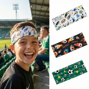 Fashionable football cup sports headband, sweat-absorbing elastic headband, printed breathable fitness headscarf, hairband