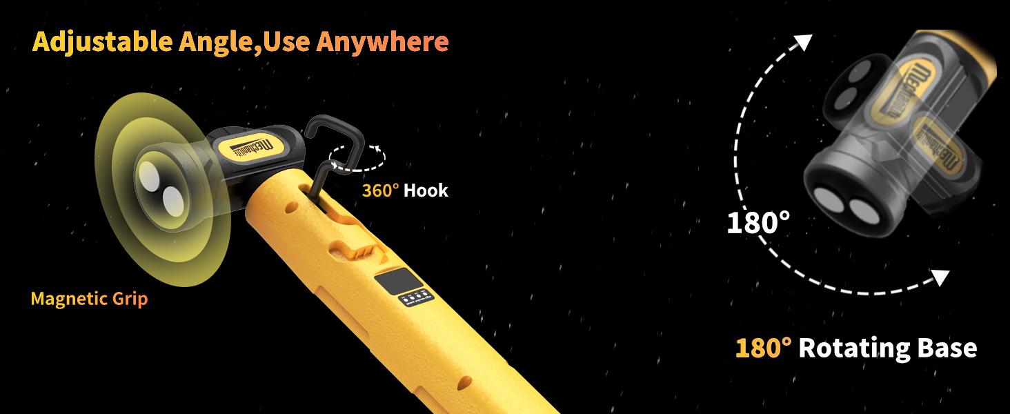 2 PCS Under Hood Work Light Bar, 3000LM LED Magnetic Light Bar with Hooks, 5200mAh Cordless Rechargeable Hood Light, Single Pack, Ideal for Mechanic, Car Repair & Garage Use