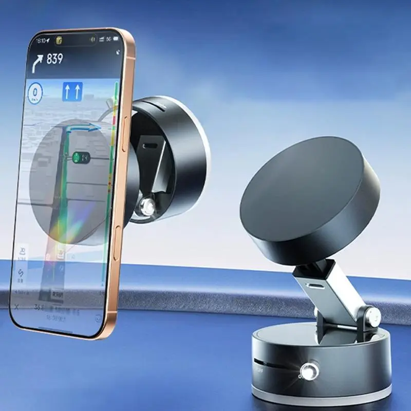 Vacuum Suction Magnetic Phone Holder, 360° Foldable and Retractable, Double-Sided, Strong Magnet, Folding Swivel, Compatible with Cars, Dressers, Gyms