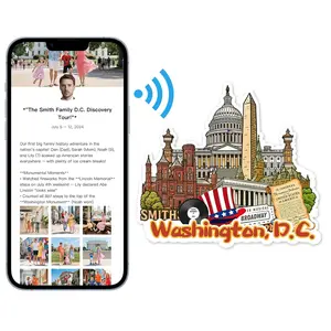 Washington, D.C. NFC-Enabled Smart Travel Souvenir Fridge Magnet - Customizable Travel Memory Keepsake with Landmark Designs for US Cities & States (Acrylic, Digital Photo Journal, 9 Photos) Decor Gift