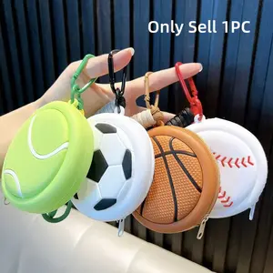 Ball Sports Series Earphone Key Cute Mini Silicone Wallet Keychain/Backpack Pendant/Suitable Gift
