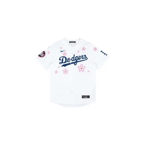 Nike x Takashi Murakami Dodgers Home Run Jersey White Men's — Los Angeles Dodgers Inspired Baseball Jersey, MLB Graphic Sports Top, Artist Collaboration, White Men's Jersey, Short Sleeve Athletic Shirt, Casual Streetwear Apparel, Classic Fit