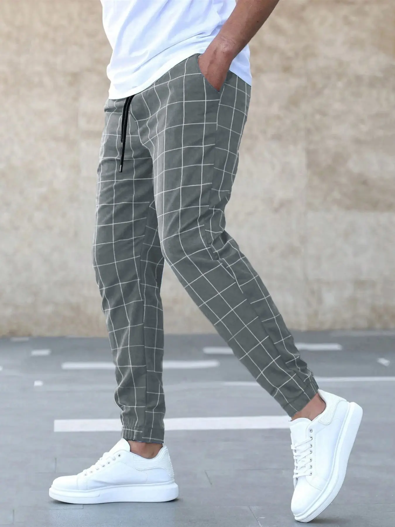 Men's Quick-Dry Checkerboard Plaid Checked Long Pants, Spring & Fall Outdoor Sports Comfortable Trousers, Style, in Stock, Athleisure Pants, Casual Athletic Trousers