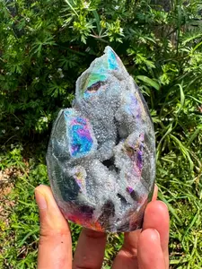 1pc High Quality Electroplated Sphalerite Egg Carving, for Jewelry Making,Handmade Polishing, Home Decoration, Natural Crystal DIY Suitable for Christmas, Valentine's Day, Mother's Day, And Graduation Ceremonies.