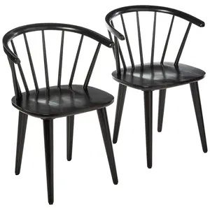Set of 2 Florence Contemporary Windsor Dining Chairs Wood/Black - Buylateral