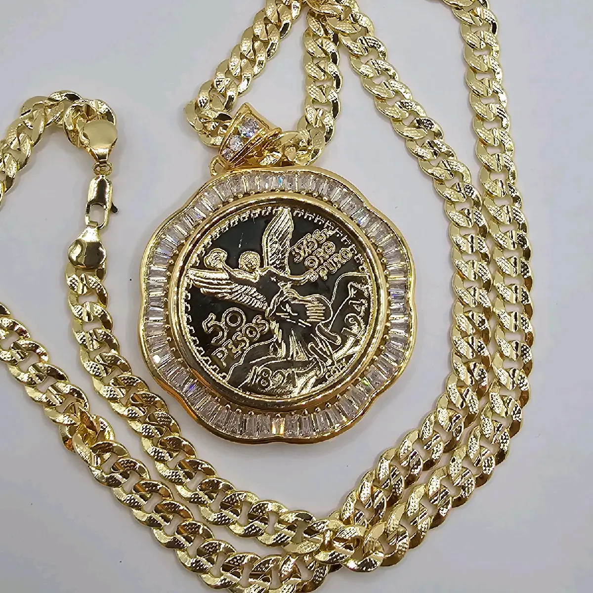 Centenario cleae stone's   flowers style fashion style Cuban link  necklace gold-plated