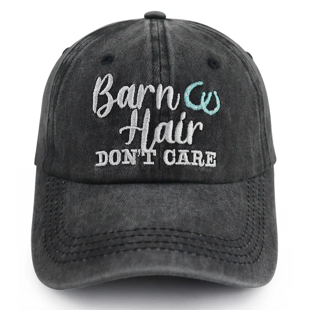 Horse Gifts for Girls Women Men, Funny Embroidered Barn Hair Don't Care Hat, Adjustable Cotton Animal Farm Horse Stuff Baseball Cap, Birthday Gifts for Dad Mom Friends Horse Lovers Farmer Ranch Owner