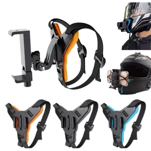 Adjustable Motorcycle Helmet Chin Strap Mount Phone Camera Holder, First Person View Shooting Camera Live Stream, Fits Machine Models, Action Camera