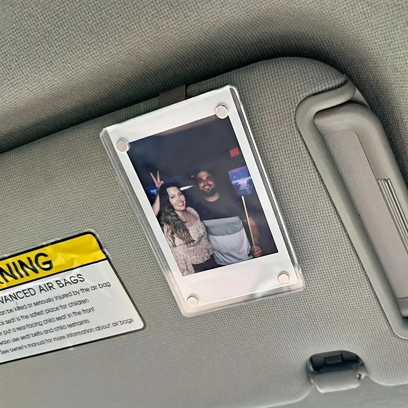 Magnetic Car Photo Holder, Acrylic Transparent Personalized Picture Frame, Lightweight Frame Design, Customizable Auto Sun Visor Accessory, Perfect for Home or Individual Photos, Photo Frames