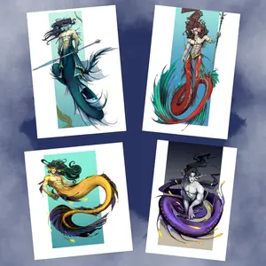 Deep Waters Series - Male Main Character Vinyl Stickers [4-Pack] - Monster Romance Vinyl Stickers