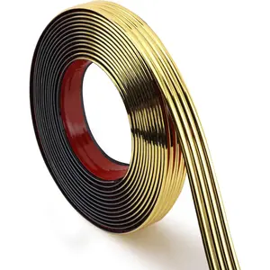 Glossy Gold Finish Wall Molding Trim, 196.8"L x 0.79"W Peel and Stick Corner Guards, Protection & Decoration for Countertops, Furniture Cabinets and Tables