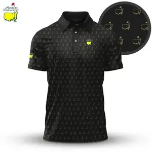 Classic Black Masters Style Golf Polo Shirt for Men – Premium Printed Performance Polo, Lightweight Breathable Summer Golf Outfit
