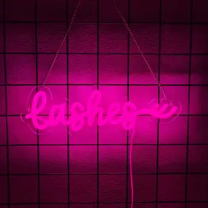 Lashes Neon Sign, Eyelashes Lashes Letters LED Sign Light, Aesthetic Room Lashes Salon Decor, for Bedroom Beauty Room Studio Bar Pub Barber Business Shops Office,5V Usb Powered Easy Hanging