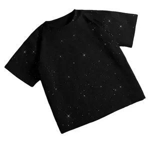 Unisex Summer Trendy Short-Sleeve T-Shirt with Rainbow Glitter Street Style Casual Crewneck Top Multiple Colors