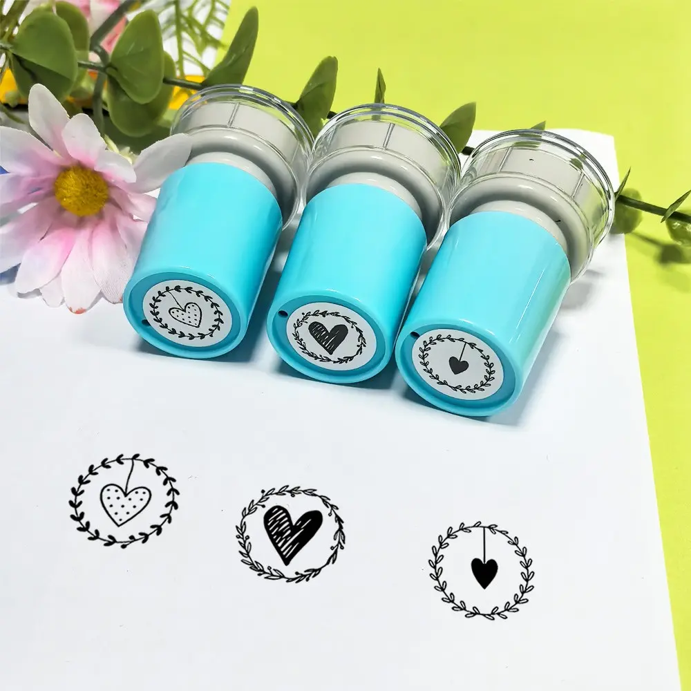 Heart and Wreath Stamp Set, Ink Handmade Stamps for Cards, Diaries, Journals, Packaging Decorations, Thank-You Notes