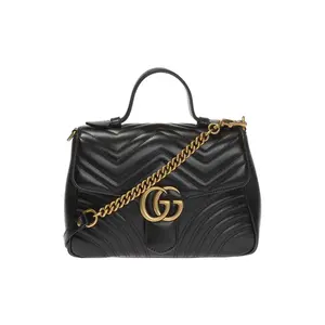 Pre-owned GUCCI COWHIDE Clutches & Wristlets GG Marmont Gold Label Logo Quilted Leather Messenger Bag Chain Shoulder Crossbody Handbag