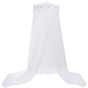 ty Bed Canopy for Girls, Princess Bed Curtain Net for Single to King Size,Bedroom Decoration of Round Lace Dome with Stainless Steel Hook,Quick Easy Installation (White)