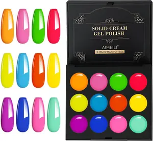 AIMEILI Hema Free Solid Cream Gel Nail Polish 12 Spring Summer Colors Soak Off U V LED Gel Polish Set 21