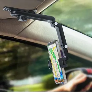 Sun Visor Multi-Functional Car Phone Mount 1080 Degree Adjustable Dashboard Holder for Driving Safety Multi-function Stabilizer Video Bluetooth Remote Control Selfie Stick Tripod Vlog with Clip Universal Magnetic Wireless Fit iPhone Face