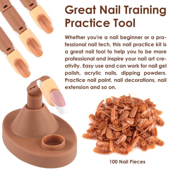 "Acrylic Nail Practice Kit – Stand, 3 Fake Fingers & 100 Tips"