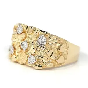 Gold Plated Nugget Ring with Stones