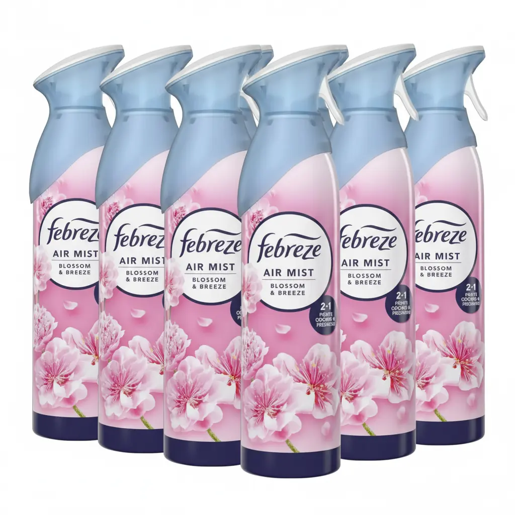 Febreze Air Freshener for Room Spray & Bathroom, Blossom & Breeze, 185ML x 6