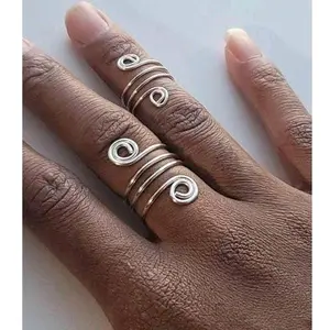 Afrocentric Adjustable Copper Ring, Wire Wrapped Spiral Ring [Made-to-Order]