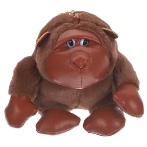 Stuffed Gorilla Keychain Plush Gorilla Bag Pendant for Keys Backpacks and Luggage Birthdays Valentine Day and Christmas Deep Brown Color