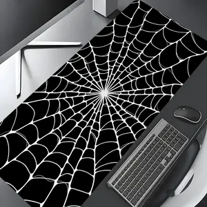 Black White Gothic Spider Web Design Large Gaming Mouse Pad,Aesthetic Desktop Drotection Pad,Washable Rubber Pad Non-Slip Lock Edge Multi-Size Mouse Pad Suitable For Home Office,Good Gift for Family and friends,Desk Accessories