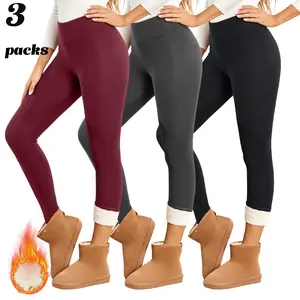 3 Pack Fleece Lined Leggings for Women Thick Thermal Velvet Pants - High Waisted Tummy Control, Super Soft Warm for Cold Winter