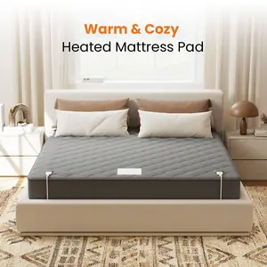【VALUXE】 Warm & Cozy Heated Mattress Pad, Dual Controllers, 10 Heat Settings, 1–12 Hour Auto Shut-Off, Fits Mattresses 8–21 Inches Deep, Machine Washable