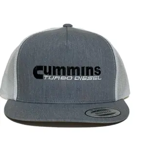 Direct Embroidered Cummins Turbo Diesel Mesh Back Flat Bill Trucker Hat Cap