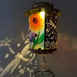 Solar Wind Chimes for Outdoor, Dragonfly Garden Decorations Memorial Wind Chimes Deep Tone, Sympathy Windchimes for Outside Garden Décor, Gifts for Mom, Grandma