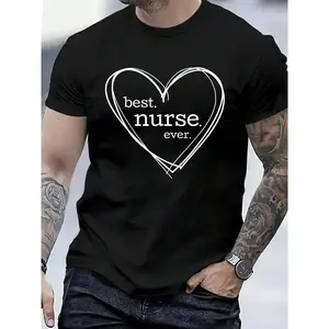 100% Cotton Best Nurse Ever T-Shirt (XL Hearts for National Nurses Day) T-Shirt Women's Men's Graphic Tee Crew Neck summer vacation Tops