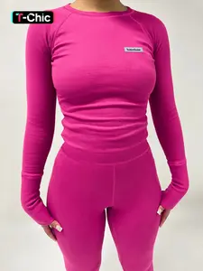 Women's Letter Patched Raglan Sleeve Tee & Skinny Pants Set, Casual Long Sleeve Round Neck T-shirt & Trousers Two-piece Set for Fall & Winter