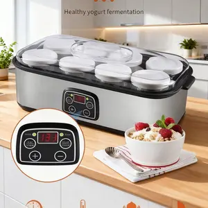 Electric Yogurt Maker with 8 Glass Jars Adjustable Temperature & Time Control for Customized Fermentation Perfect for Home Use