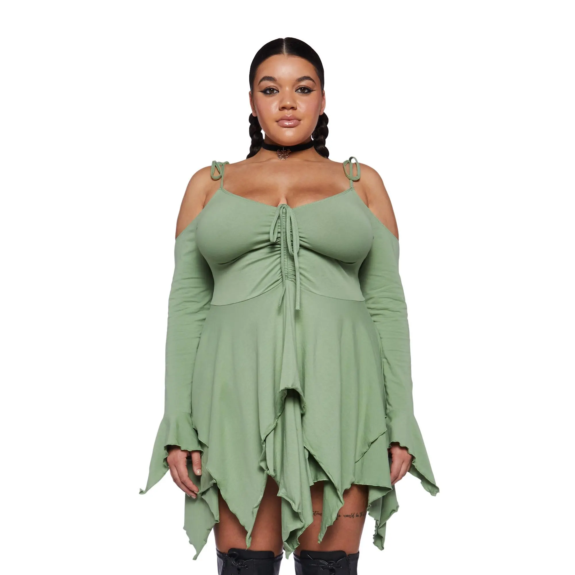 Plus F Is For Fairies Handkerchief Dress - Sage Plus F Is For Fairies Handkerchief Dress - Sage